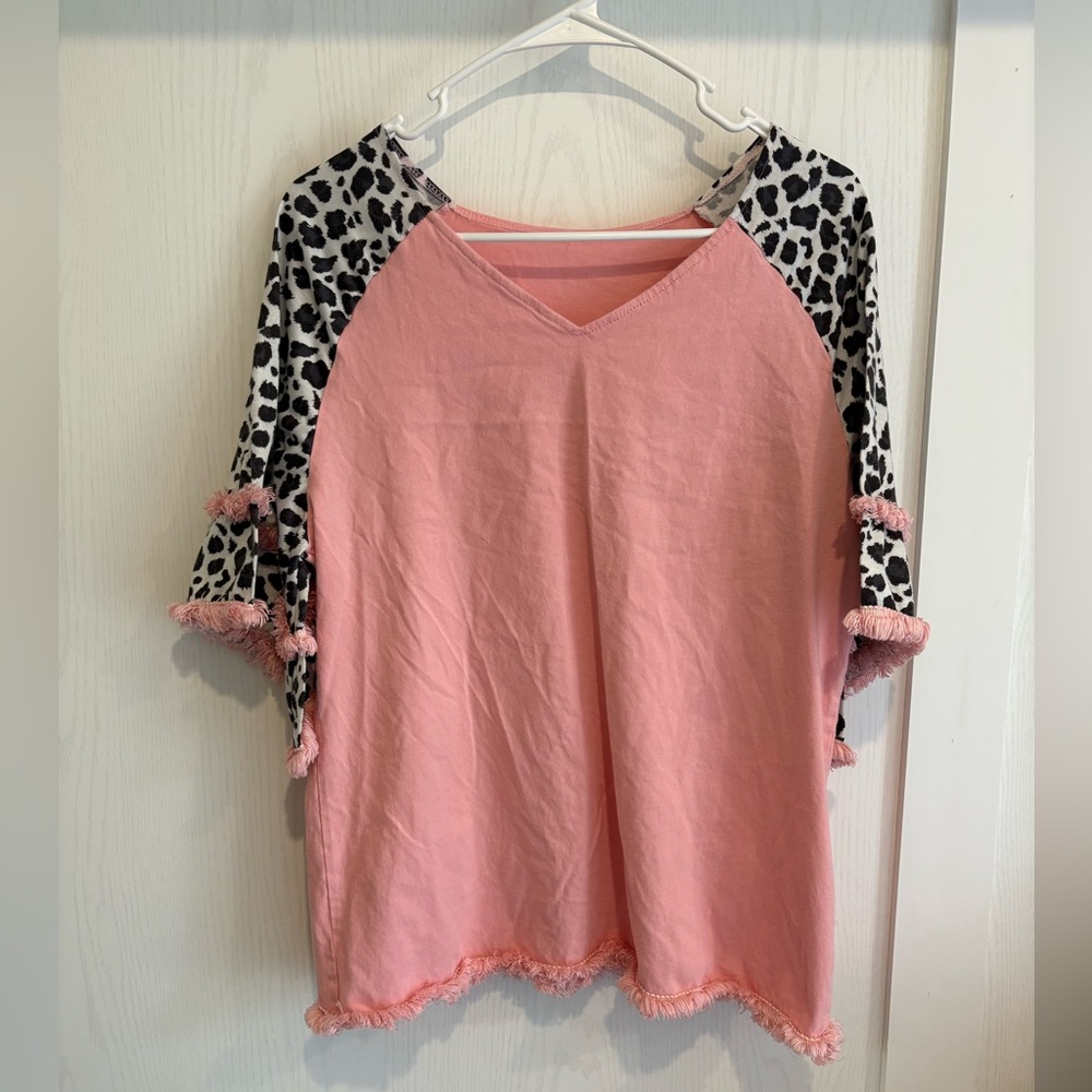 Pink Leopard Sleeve Women's Tunic